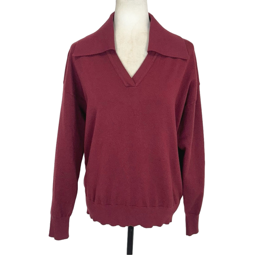 PrinStory burgundy Jonny collar sweater